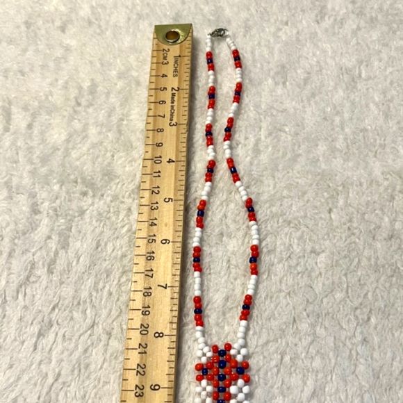 Orange White Purple Native American Style Beaded Necklace Claw Clasp Boho 9 Inch - Picture 6 of 6